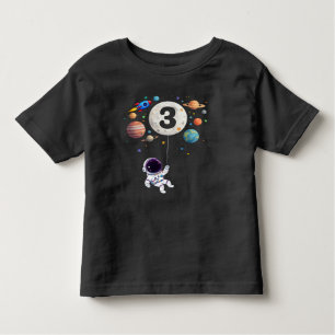 3 Year Old Birthday Planets Astronaut 3rd Birthday Toddler T-Shirt