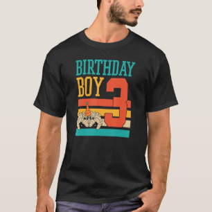 3 Year Old Cute Jumping Spider Birthday Boy Party T-Shirt