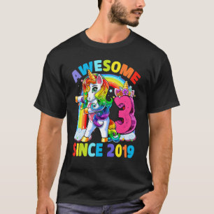 3 Year Old Girls Teens Flossing Unicorn 3rd Birth T-Shirt
