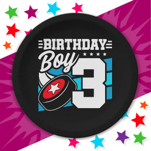 3 Year Old Hockey Party Theme 3rd Birthday Boy Paper Plate