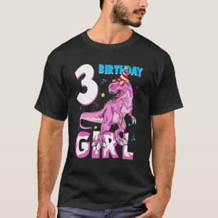 3 Year Old Party 3rd Birthday Girl Dinosaur T-Shirt