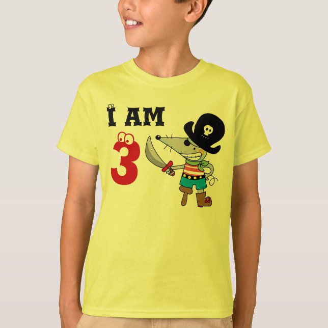 3 year old pirate birthday boy T-Shirt (Front)
