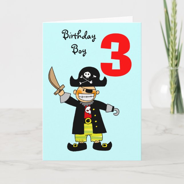 3 year old pirate boy card (Front)