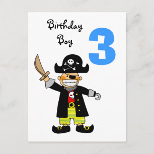 3 year old pirate boy postcard