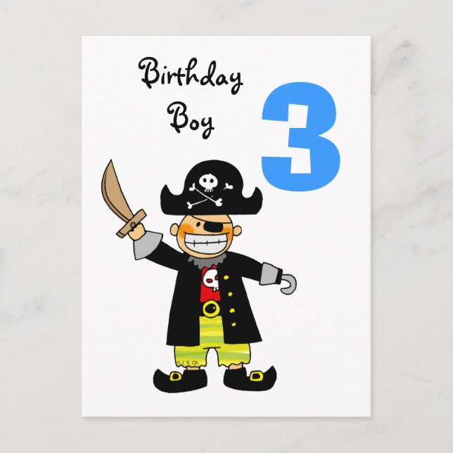 3 year old pirate boy postcard (Front)