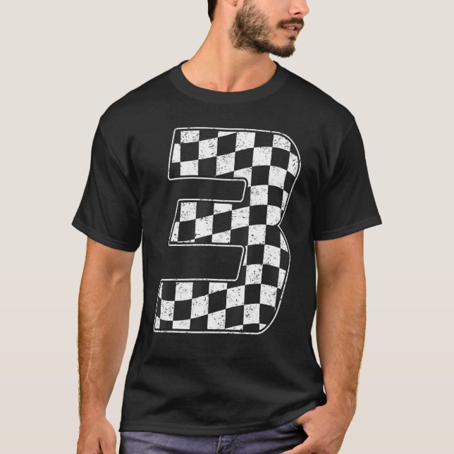 3 Year Old Pit Crew Three 3rd Birthday Boy Racing  T-Shirt (Front)