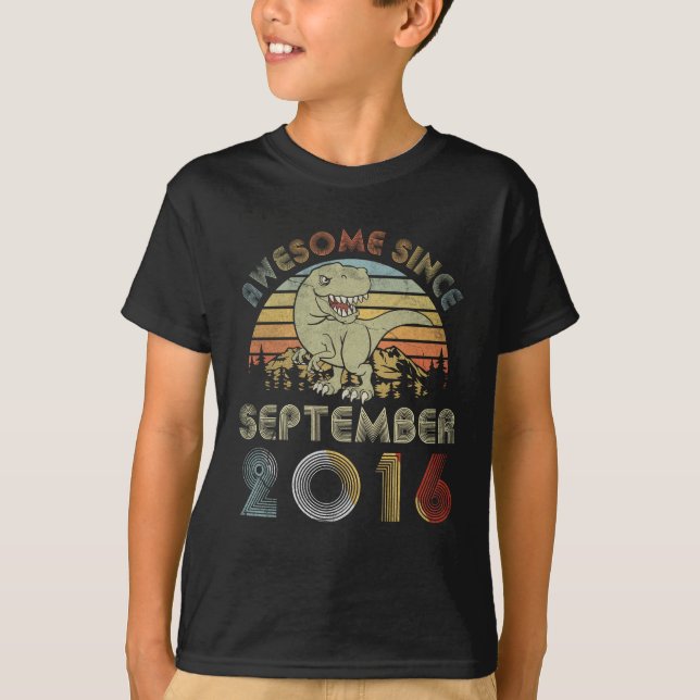 3 Year Old September 2016 3rd Dinosaur Birthday T-Shirt (Front)