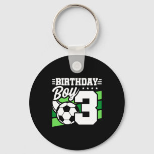 3 Year Old Soccer Football Party 3rd Birthday Boy  Key Ring