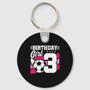 3 Year Old Soccer Football Party 3rd Birthday Girl Key Ring
