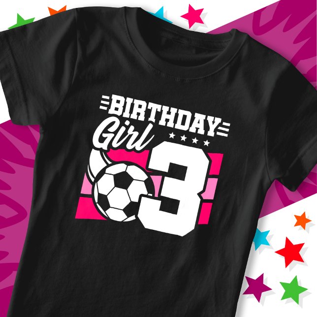 3 Year Old Soccer Football Party 3rd Birthday Girl T-Shirt (Creator Uploaded)