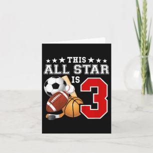 3 Year Old Sports Star Birthday Party All Sport 3r Card
