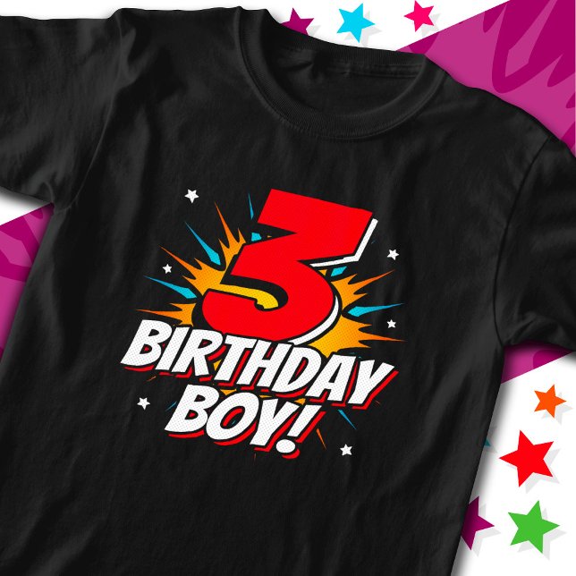3 Year Old Superhero Birthday Boy 3rd Birthday T-Shirt (Creator Uploaded)