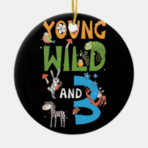 3 Year Old Zoo Birthday Safari Jungle Animal 2nd Ceramic Tree Decoration