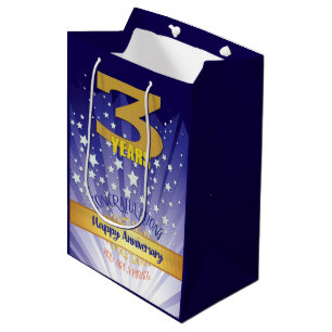 3 Year Recovery Anniversary Bold Numeral Medium Gift Bag