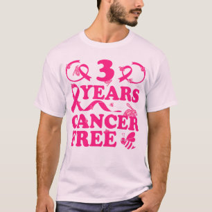 3 Years Breast Cancer Free Survivor Ribbon bees T-Shirt