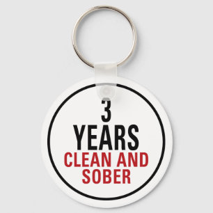 3 Years Clean and Sober Key Ring