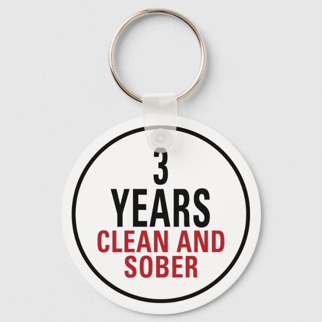 3 Years Clean and Sober Key Ring (Front)