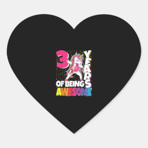 3 Years Of Being Awesome 3rd Birthday Cute Dabbing Heart Sticker