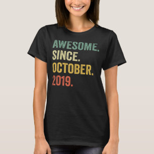 3 Years Old 3rd Bday Boy Awesome Since October 201 T-Shirt