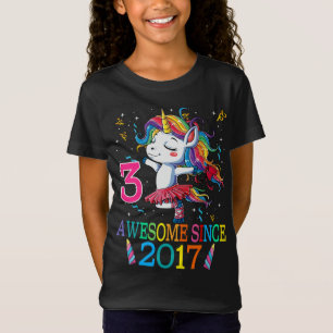 3 Years Old 3RD Birthday Unicorn Dabbing Shirt