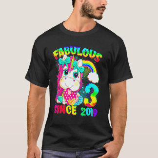 3 Years Old 3rd Birthday Unicorn Girl Fabulous Sin T-Shirt