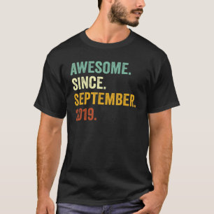 3 Years Old Awesome Since September 2019 3rd Birth T-Shirt