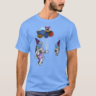 3 Years Old Birthday Astronaut Planet Balloon  T-Shirt