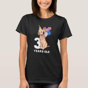 3 years old boy girl love dog pet golden retriever T-Shirt