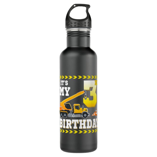 3 Years Old Boy Its My 3rd Birthday Construction C 710 Ml Water Bottle (Front)