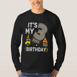 3 Years Old Boy It's My 3rd Birthday Construction  T-Shirt