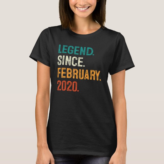 3 Years Old Gift Legend Since February 2020 3rd Bi T-Shirt (Front)