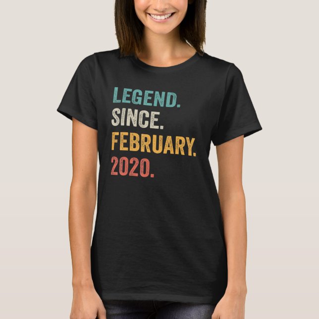 3 Years Old Gift Legend Since February 2020 3rd Bi T-Shirt (Front)