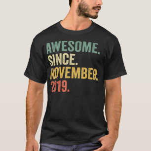 3 Years Old Gifts 3rd Bday Boy Awesome Since Novem T-Shirt