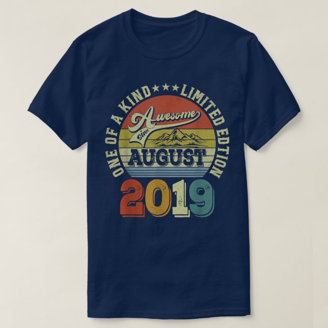 3 Years Old Gifts Awesome Since August 2019 3rd Bi T-Shirt (Design Front)