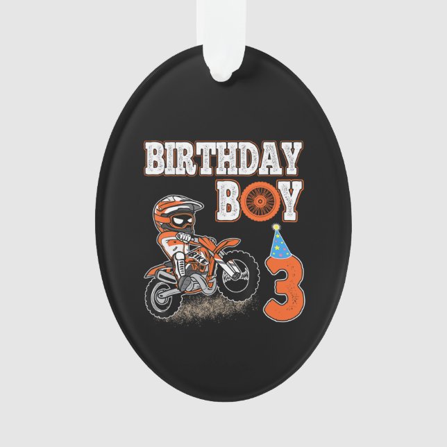 3 Years Old Kid - Birthday Boy - Dirt Bike - Motor Ornament (Front)