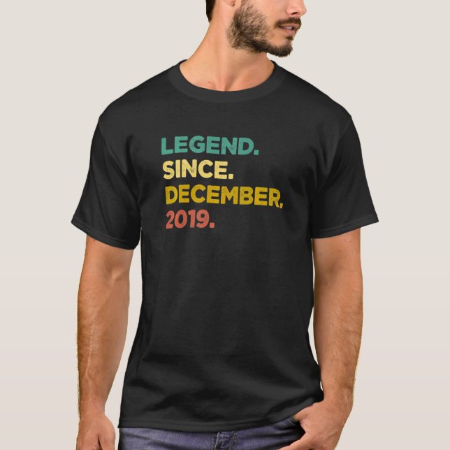 3 Years Old  Legend Since December 2019 3rd Birthd T-Shirt (Front)