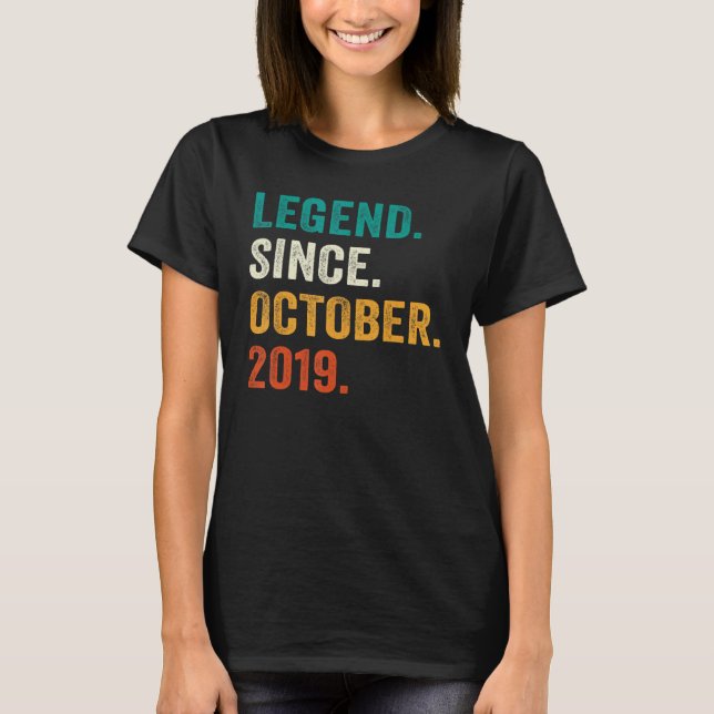3 Years Old  Legend Since October 2019 3rd Birthda T-Shirt (Front)