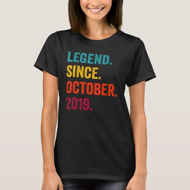 3 Years Old  Legend Since October 2019 3rd Birthda T-Shirt (Front)