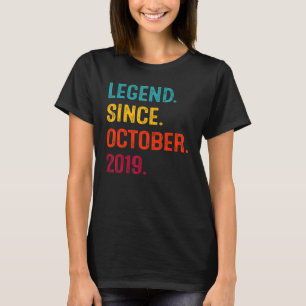 3 Years Old Legend Since October 2019 3rd Birthday T-Shirt