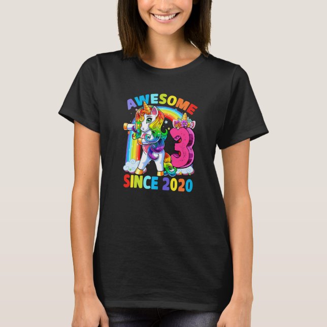 3 Years Old Unicorn Dabbing 3rd Birthday Girl Unic T-Shirt (Front)