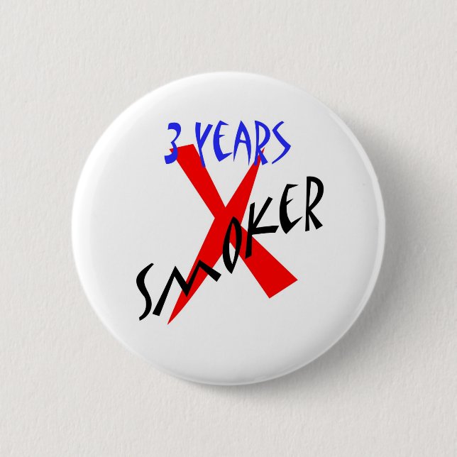 3 Years Red X-smoker 6 Cm Round Badge (Front)