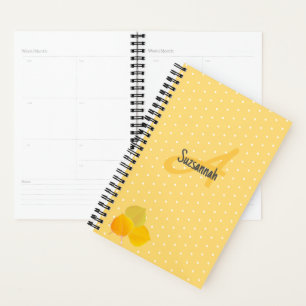 3 Yellow Aspens Leaves on Yellow Polka Dot Pattern Planner