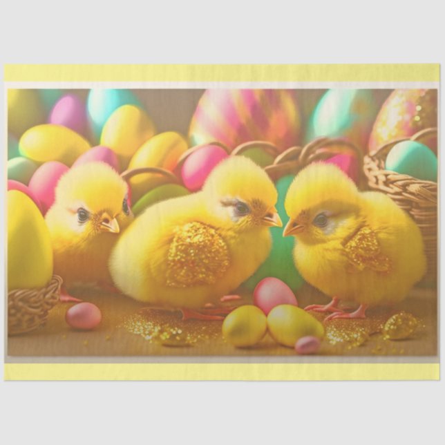 3 Yellow Little Easter Chicks Collection Tissue Paper (Front)