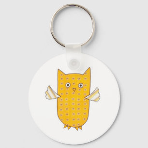 3 Yellow Owls Flying Keychain