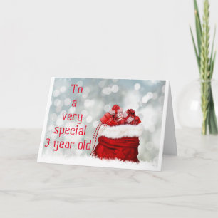 "3 YR OLD'S" CHRISTMAS CARD WITH SANTA/CAROLERS