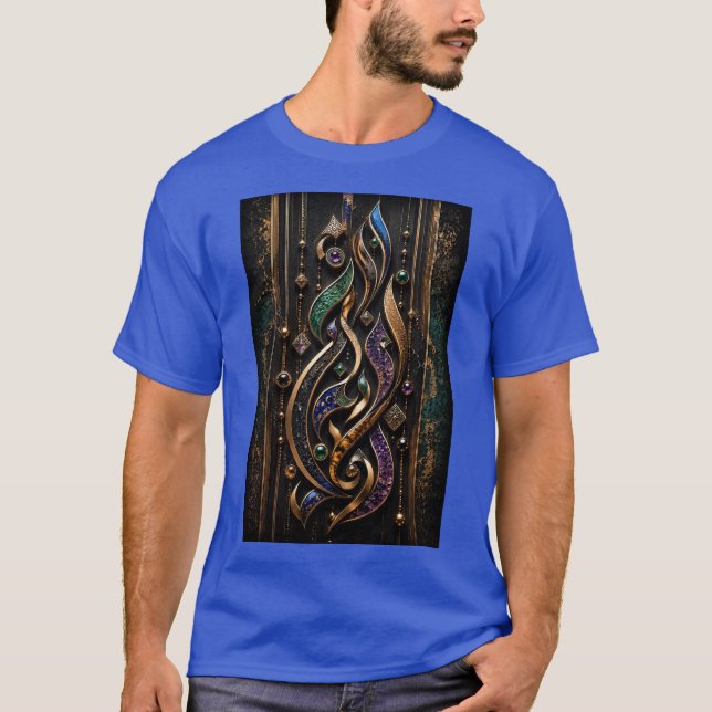 3D Abstract Calligraphy with Precious Gemstones T-Shirt (Front)
