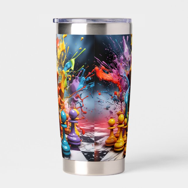 3D Abstract Chess Pieces Splash  Insulated Tumbler (Right)