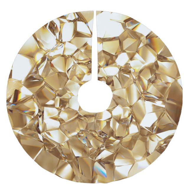 3D abstract crystal gold texture. Brushed Polyester Tree Skirt (Front)