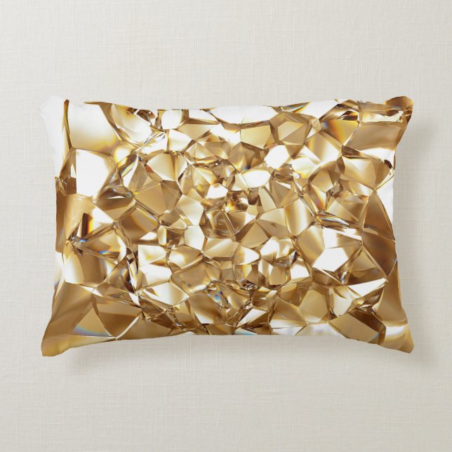 3D abstract crystal gold texture. Decorative Cushion (Front)