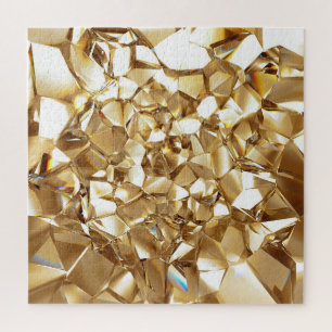 3D abstract crystal gold texture. Jigsaw Puzzle